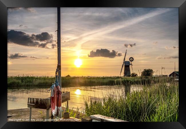 Norfolk Broads Sunset  Framed Print by Jim Key