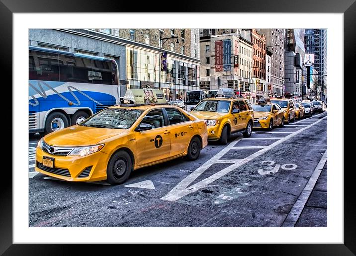 New York City Taxis Framed Mounted Print by Valerie Paterson