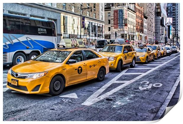 New York City Taxis Print by Valerie Paterson