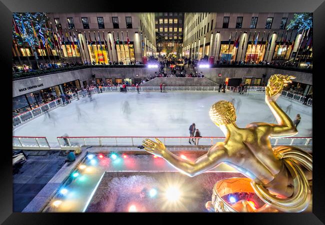 NYC Ice Rink Framed Print by Valerie Paterson