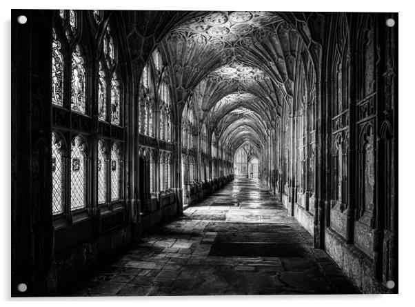 Gloucester Cathedral Cloisters. Acrylic by Bill Allsopp