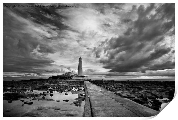 Early morning reflections at St Mary's Island - Monochrome Print by Jim Jones