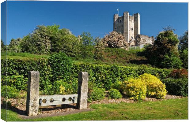 Conisbrough Castle and Stocks Canvas Print by Darren Galpin