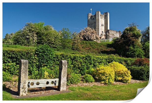Conisbrough Castle and Stocks Print by Darren Galpin