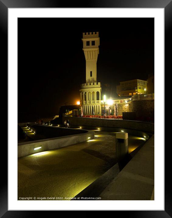 Santa Cruz Tower During Night Framed Mounted Print by Angelo DeVal