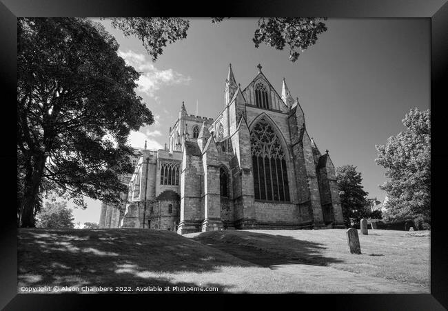 Ripon Cathedral Posterior View Monochrome  Framed Print by Alison Chambers