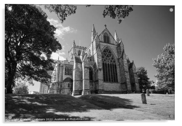 Ripon Cathedral Posterior View Monochrome  Acrylic by Alison Chambers