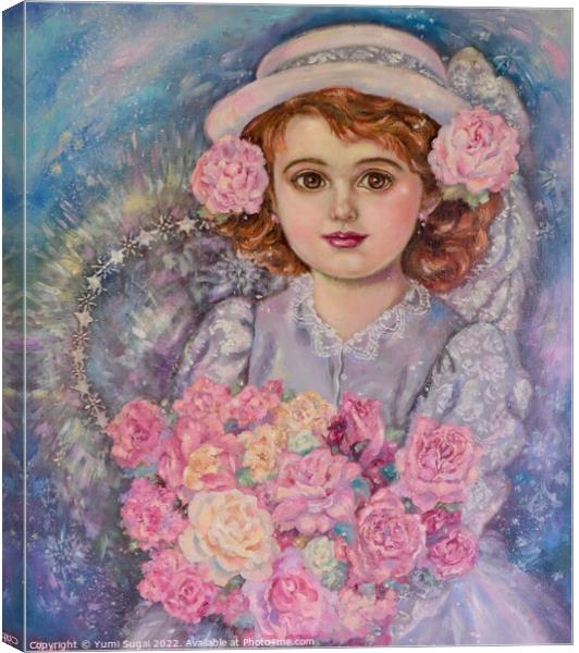 Yumi Sugai. An eternal girl wearing a rose hat. Canvas Print by Yumi Sugai