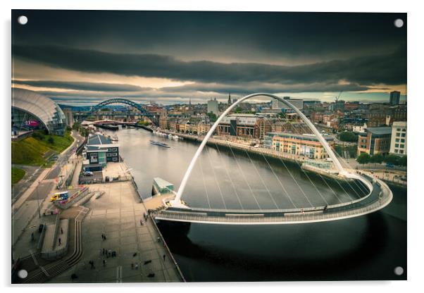 Milennium and Tyne Bridges Acrylic by Bill Allsopp