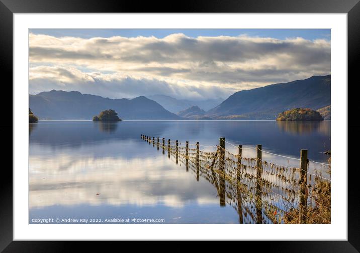 Fence on Derwentwater Framed Mounted Print by Andrew Ray
