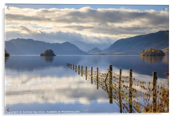 Fence on Derwentwater Acrylic by Andrew Ray