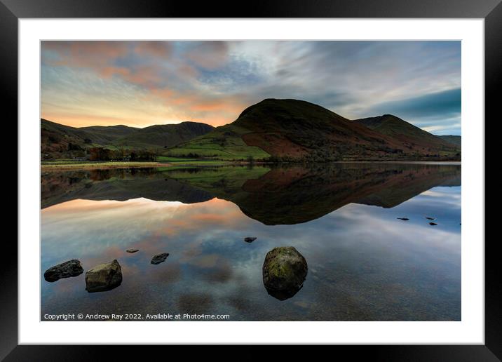 Sunrise reflections (Brothers Water) Framed Mounted Print by Andrew Ray