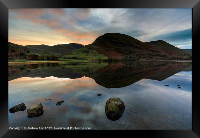 Sunrise reflections (Brothers Water) Framed Print by Andrew Ray