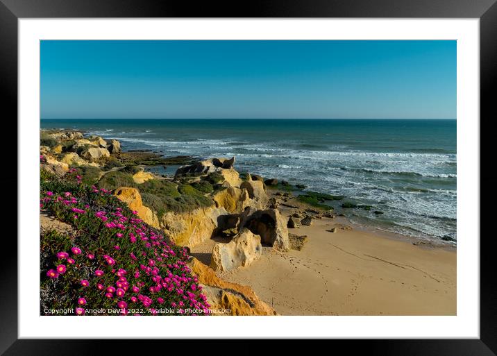 Cliffs Sea View in Gale Beach Framed Mounted Print by Angelo DeVal