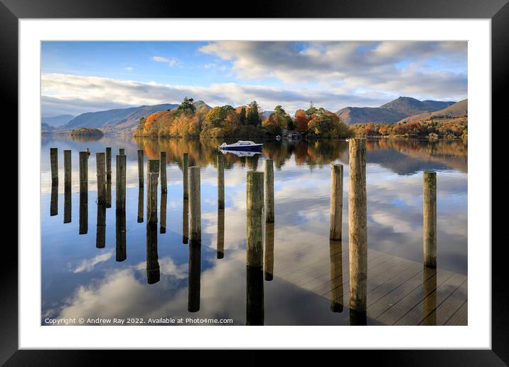 Submerged boardwalk (Derwentwater) Framed Mounted Print by Andrew Ray