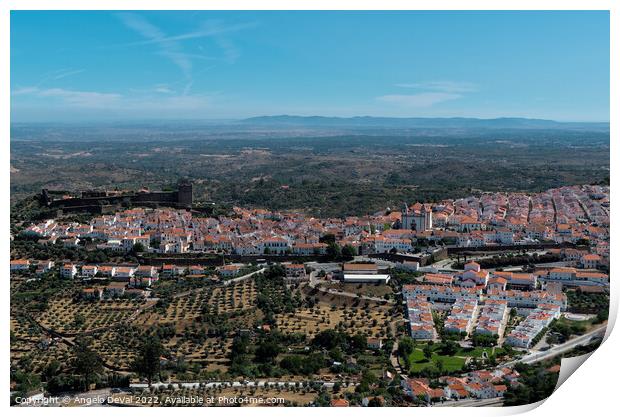 Castelo de Vide Village from the Mountains Print by Angelo DeVal