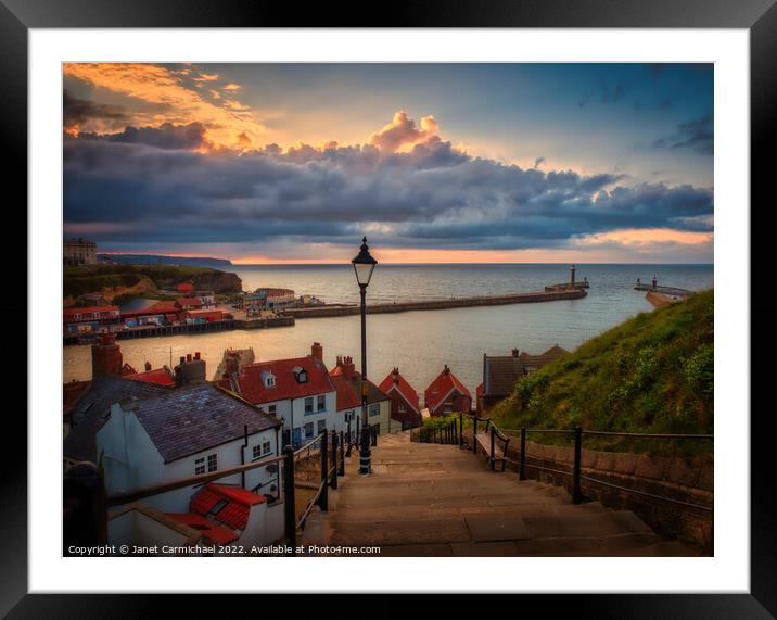 Whitby 199 Steps Framed Mounted Print by Janet Carmichael