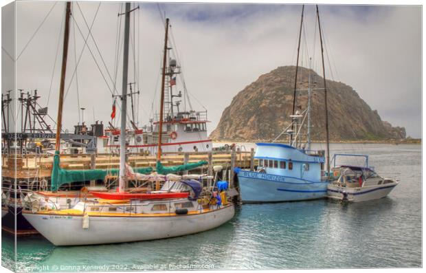 Morro Bay Marina and Rock Canvas Print by Donna Kennedy