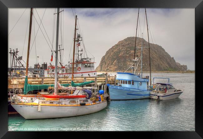 Morro Bay Marina and Rock Framed Print by Donna Kennedy