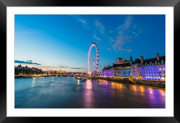 London Aquarium and the London Eye at twilight Framed Mounted Print by Jason Wells