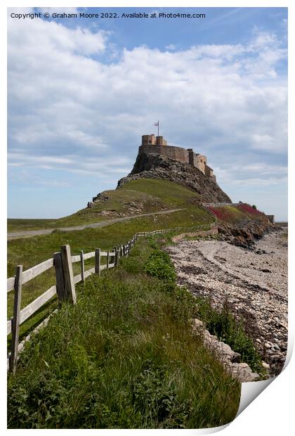 lindisfarne castle approach Print by Graham Moore