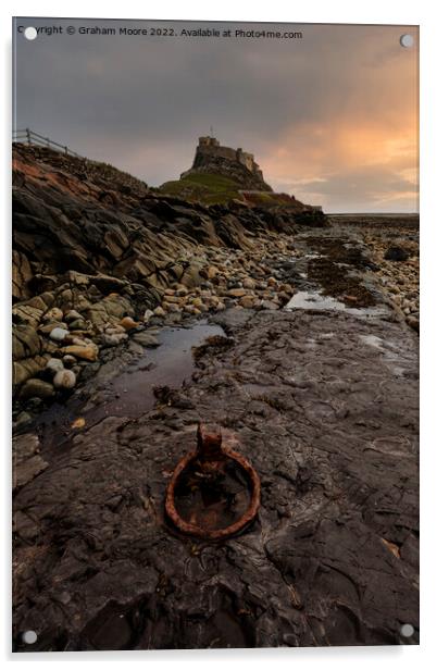 simulated sunrise at lindisfarne castle Acrylic by Graham Moore