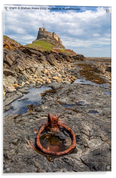 mooring ring at lindisfarne castle Acrylic by Graham Moore