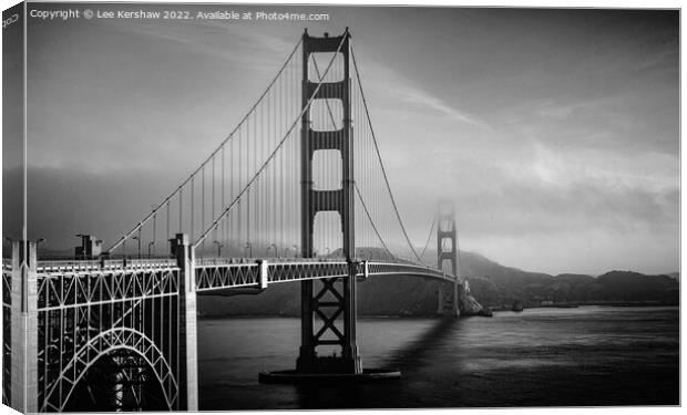 "Enchanting Monochrome: The Golden Gate Bridge Eme Canvas Print by Lee Kershaw