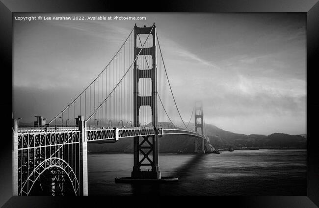 "Enchanting Monochrome: The Golden Gate Bridge Eme Framed Print by Lee Kershaw