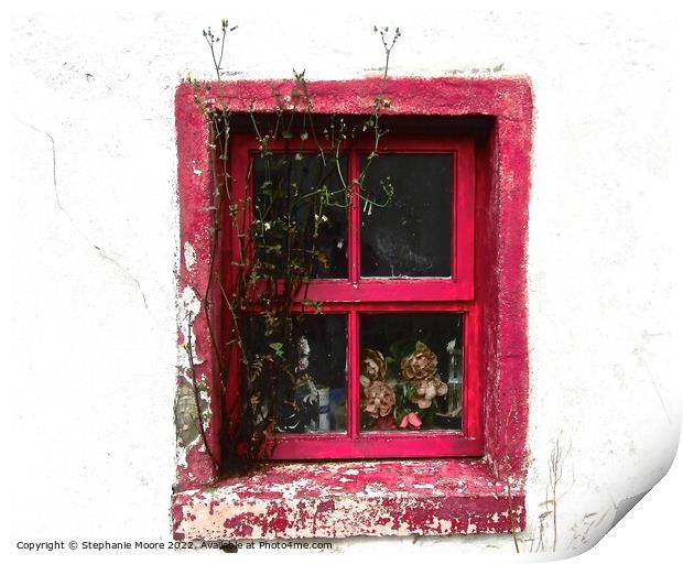 Abandoned cottage window Print by Stephanie Moore