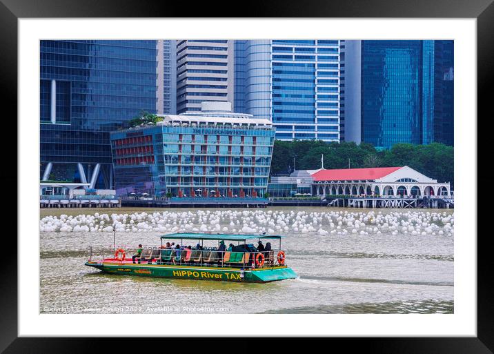 River Taxi, Marina Bay, Singapore Framed Mounted Print by Kasia Design
