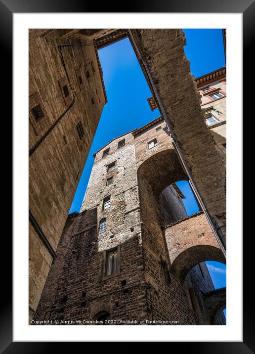 Stone vaulting and arches in Perugia, Umbria Framed Mounted Print by Angus McComiskey