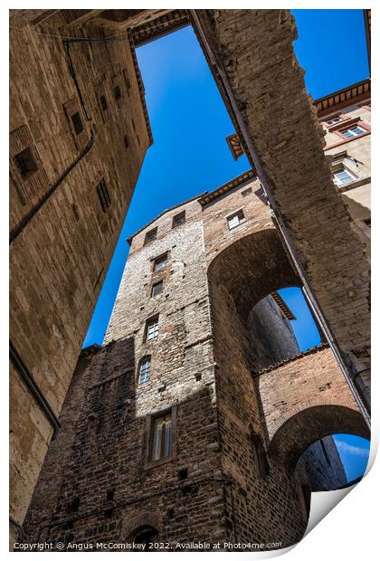 Stone vaulting and arches in Perugia, Umbria Print by Angus McComiskey