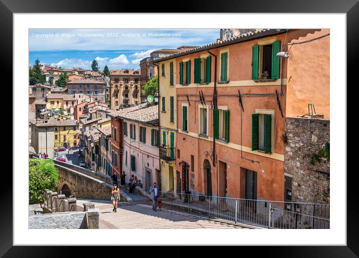 Colourful buildings beside the aqueduct in Perugia Framed Mounted Print by Angus McComiskey
