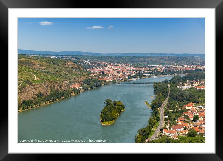 Vineyards by the Danube river in Wachau valley. Lower Austria. Framed Mounted Print by Sergey Fedoskin