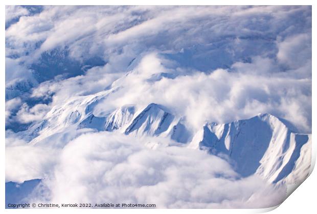 Pyrenees Covered in Snow and Clouds Print by Christine Kerioak