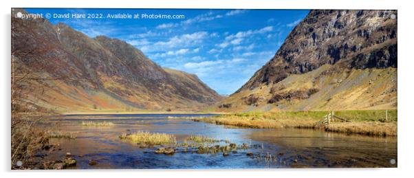 Achnambeithach Valley panorama, Glencoe Acrylic by David Hare