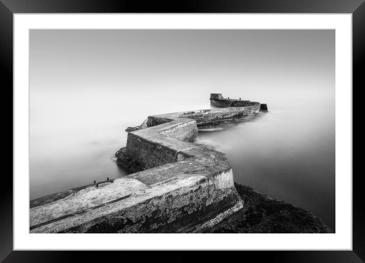 St Monans Pier Black and White  Framed Mounted Print by Anthony McGeever