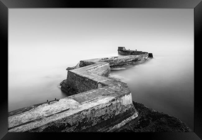 St Monans Pier Black and White  Framed Print by Anthony McGeever