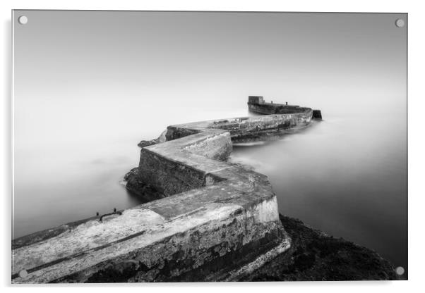 St Monans Pier Black and White  Acrylic by Anthony McGeever