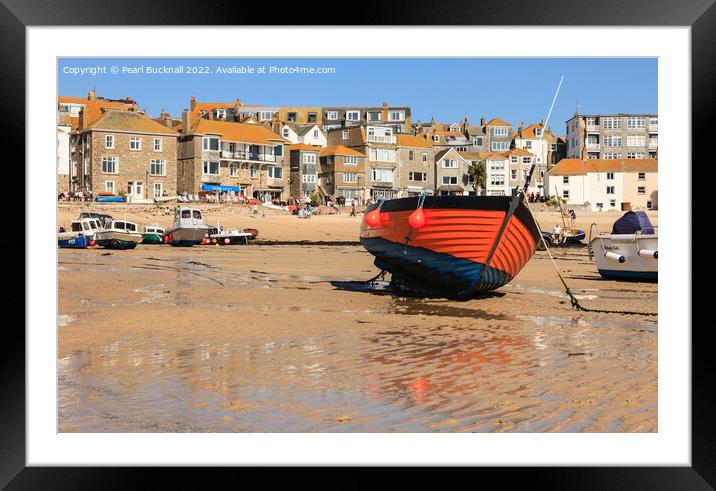 St Ives Harbour Cornwall Coast Framed Mounted Print by Pearl Bucknall