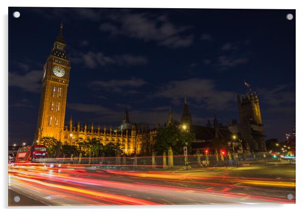 Traffic Trails in front of Big Ben Acrylic by Jason Wells