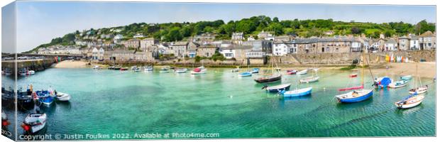 Mousehole panorama, Cornwall  Canvas Print by Justin Foulkes