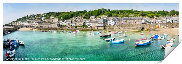 Mousehole panorama, Cornwall  Print by Justin Foulkes