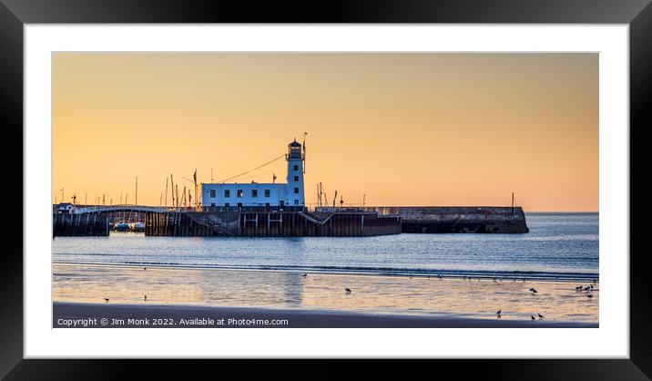 Scarborough Lighthouse Sunrise Framed Mounted Print by Jim Monk