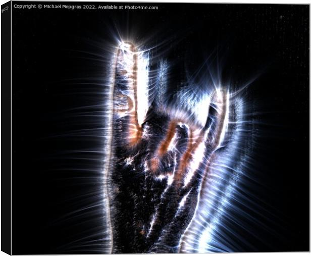 3D-Illustration of a glowing human female hand with a kirlian au Canvas Print by Michael Piepgras
