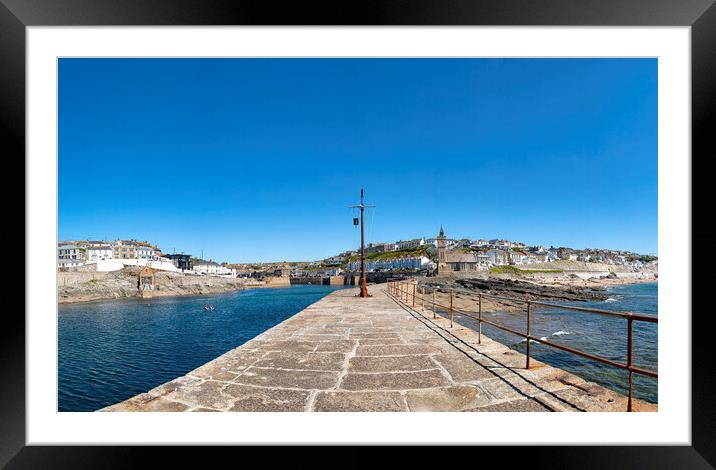 Porthleven Cornwall,sunny day Framed Mounted Print by kathy white