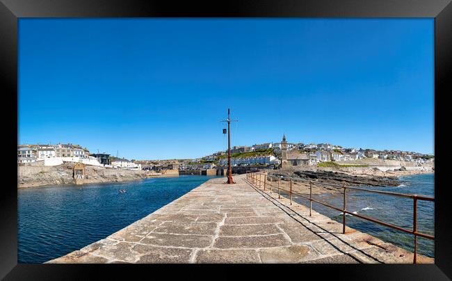 Porthleven Cornwall,sunny day Framed Print by kathy white