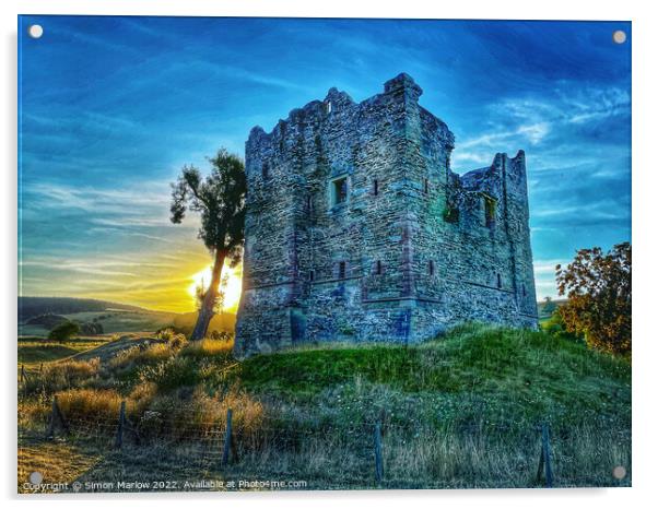 Hopton Castle, South Shropshire  Acrylic by Simon Marlow