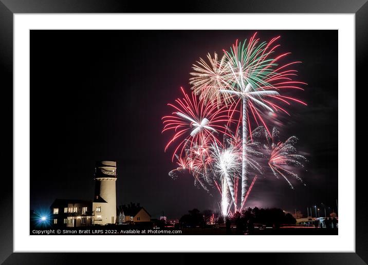 Hunstanton fireworks night in Norfolk UK Framed Mounted Print by Simon Bratt LRPS